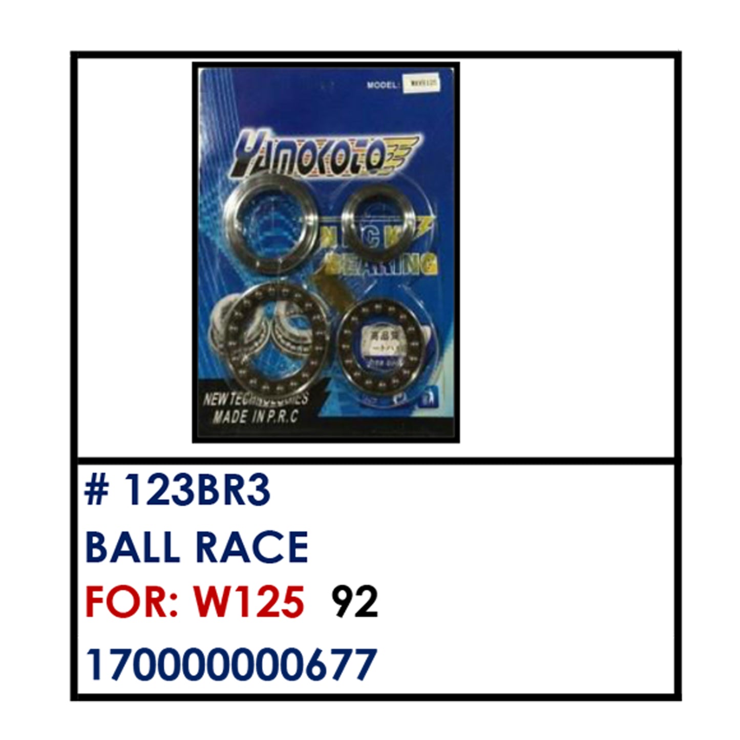 BALL RACE (123BR3) - W125 | YAKIMOTO - BESTPARTS.PH