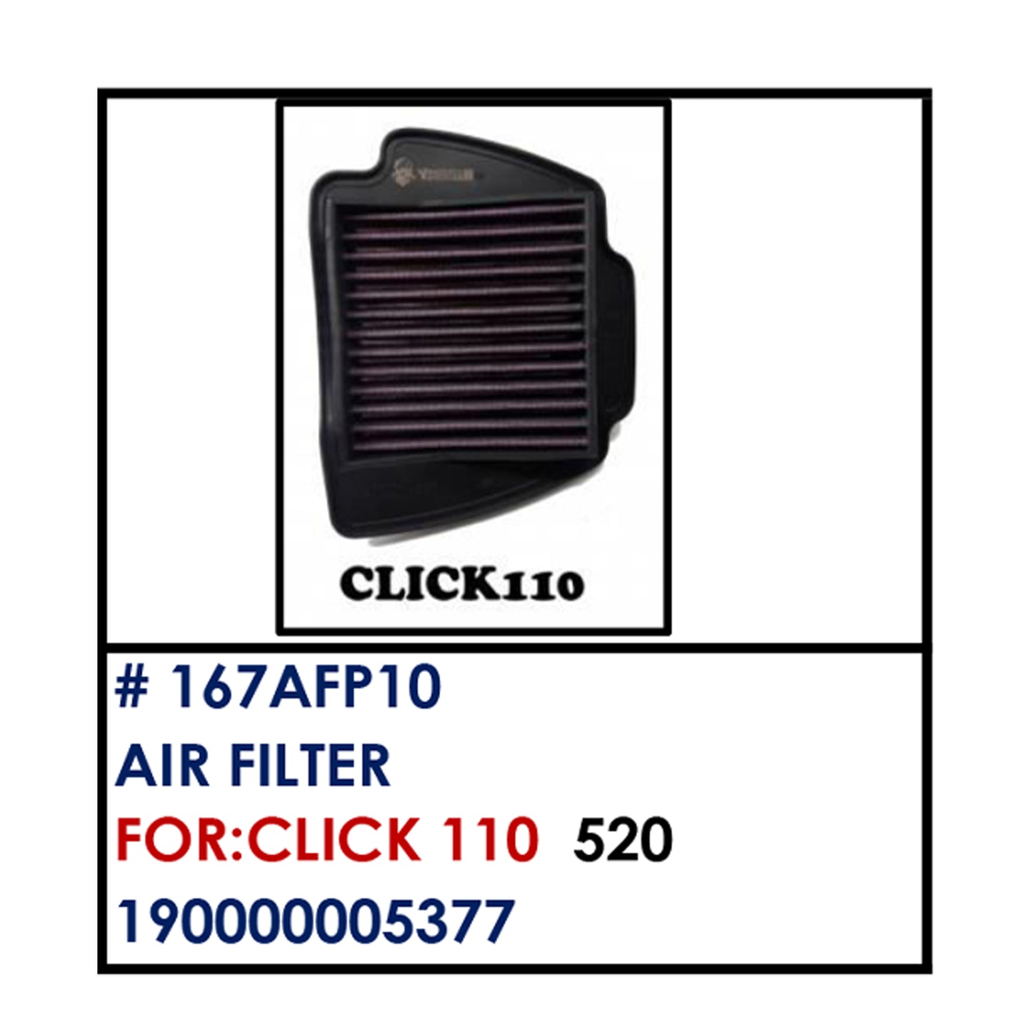 AIR FILTER PREMIUM (167AFP10) - CLICK 110 | YAKIMOTO - BESTPARTS.PH