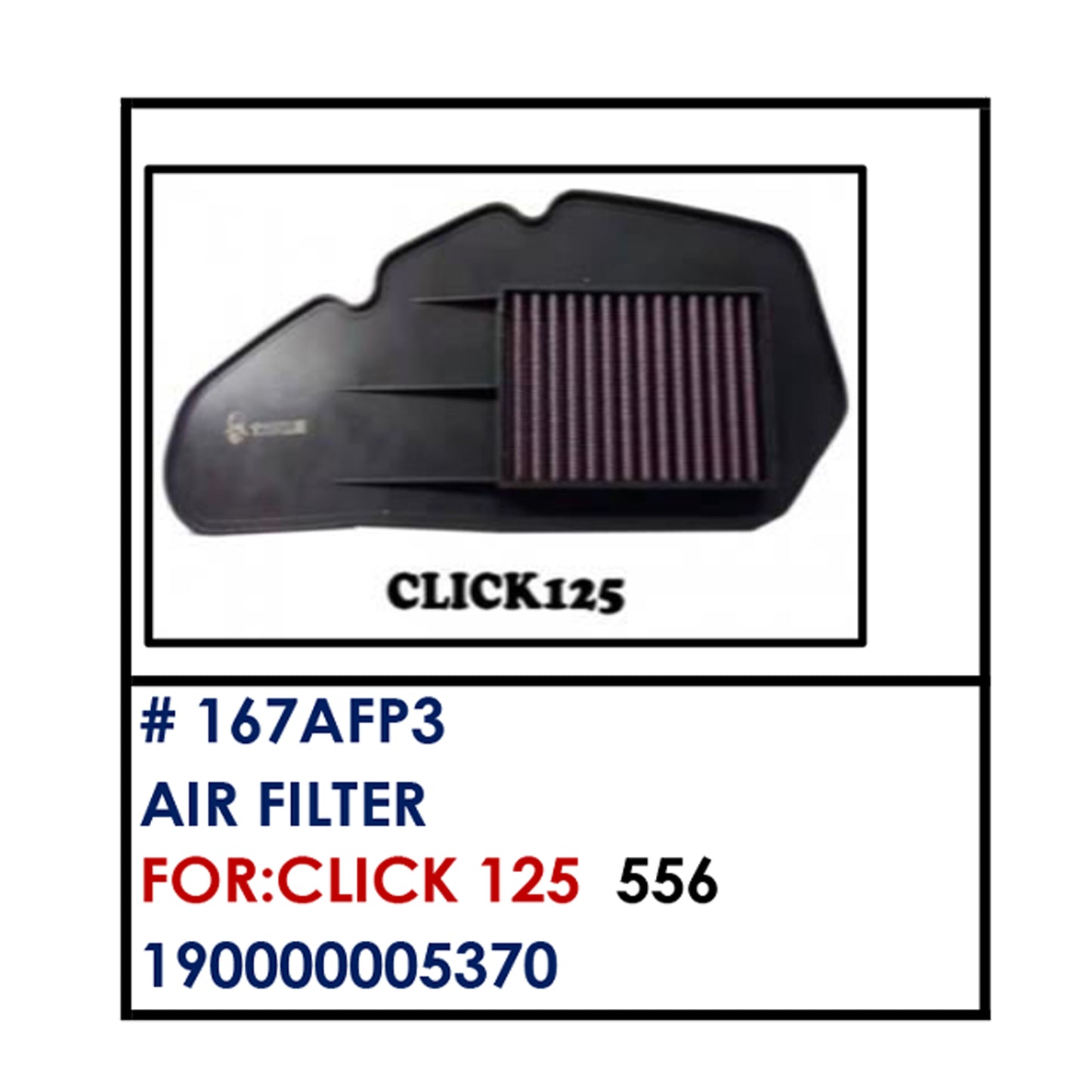 AIR FILTER PREMIUM (167AFP3) - CLICK 125 | YAKIMOTO - BESTPARTS.PH