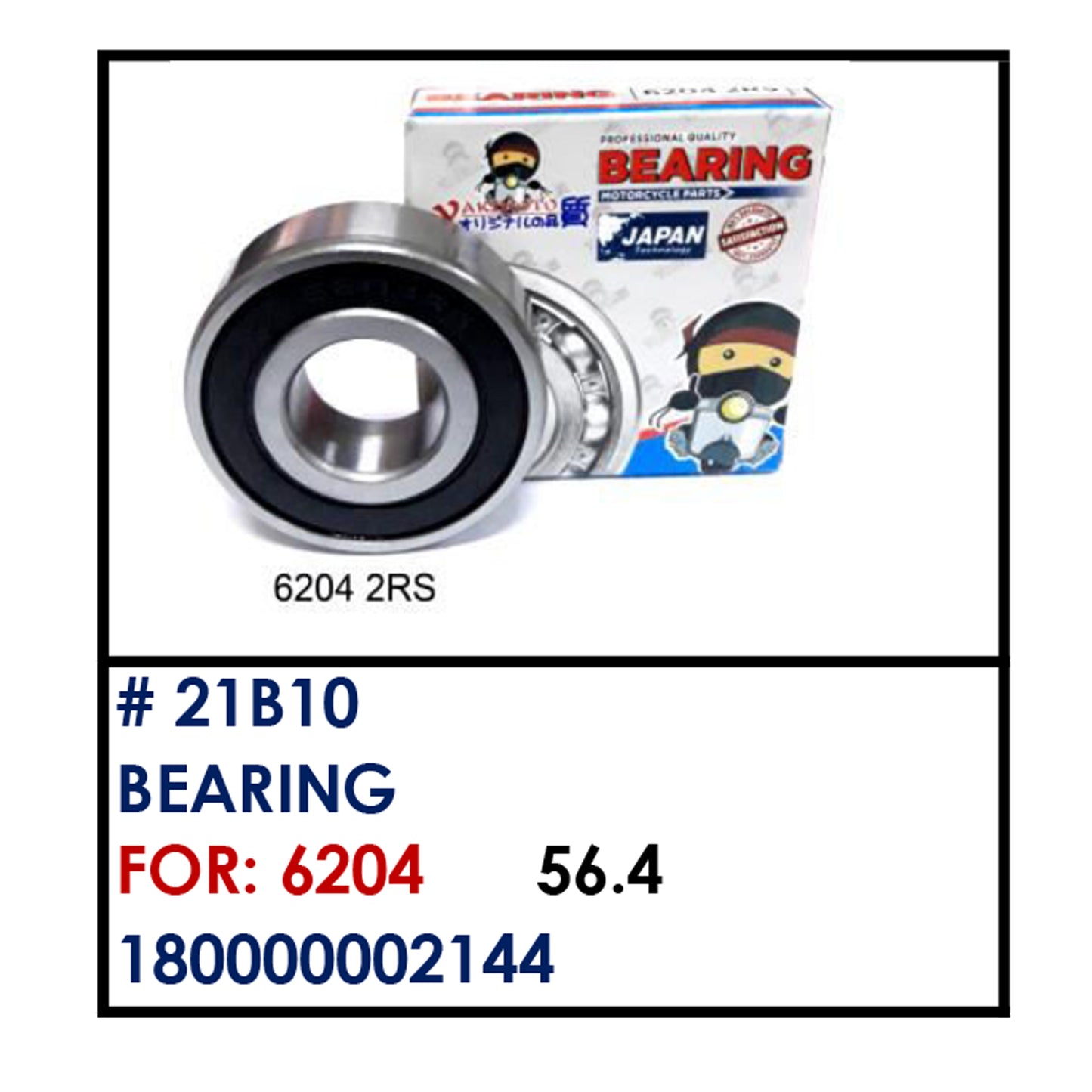 BEARING (21B10) - 6204 | YAKIMOTO - BESTPARTS.PH