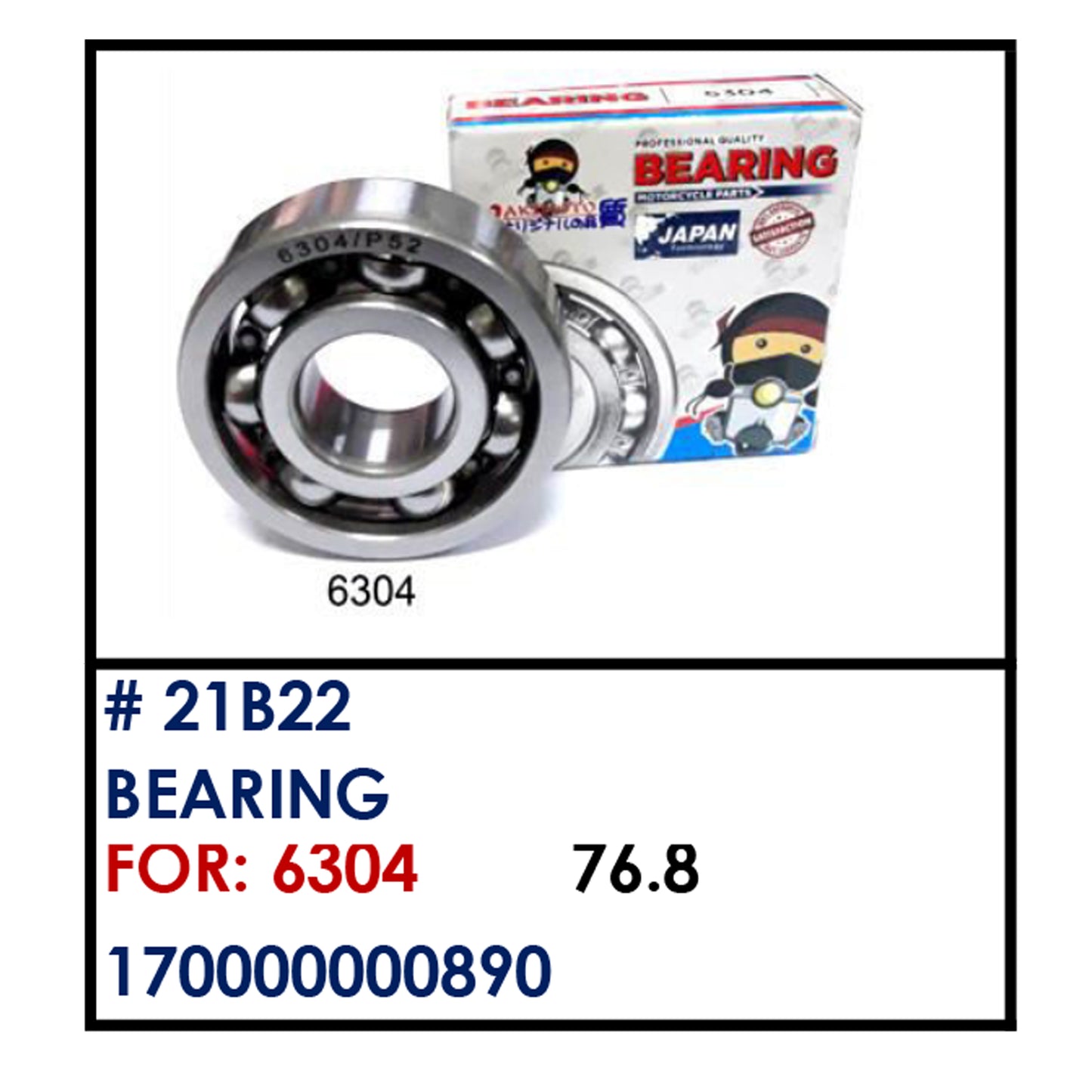 BEARING (21B22) - 6304 | YAKIMOTO - BESTPARTS.PH