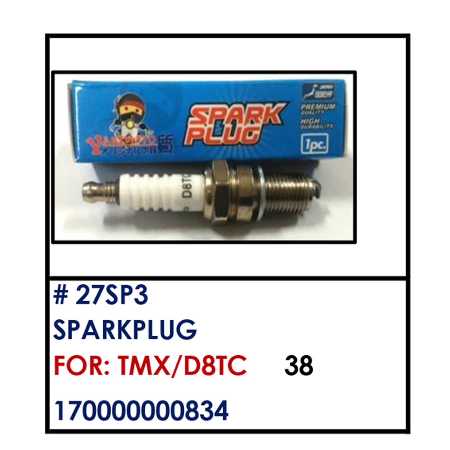 SPARKPLUG (27SP3) - TMX/D8TC | YAKIMOTO - BESTPARTS.PH
