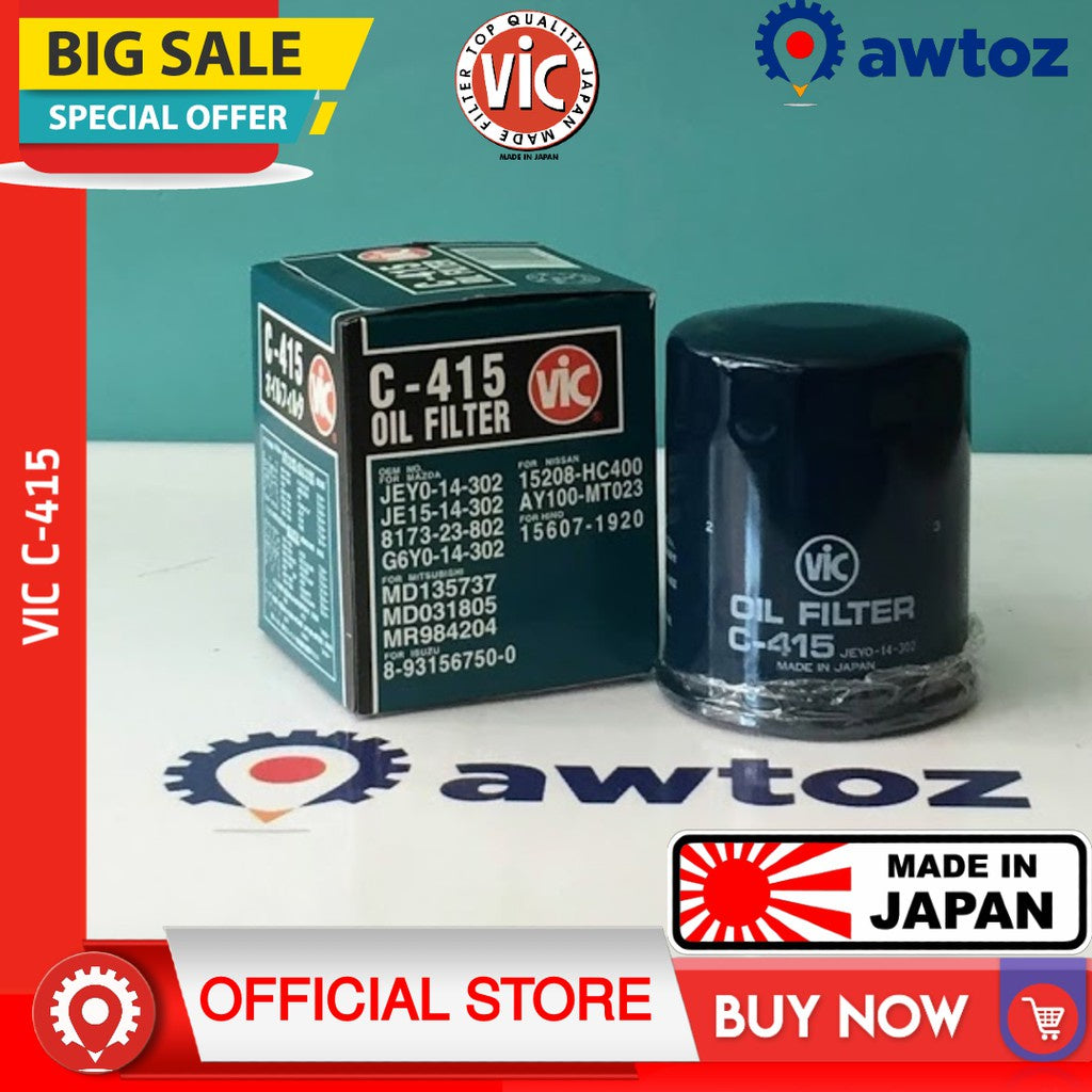 VIC C-415 Oil Filter for Mitsubishi Lancer, Galant, Mazda 626, Adventure, L300, MPV, ASX - C415 - BESTPARTS.PH