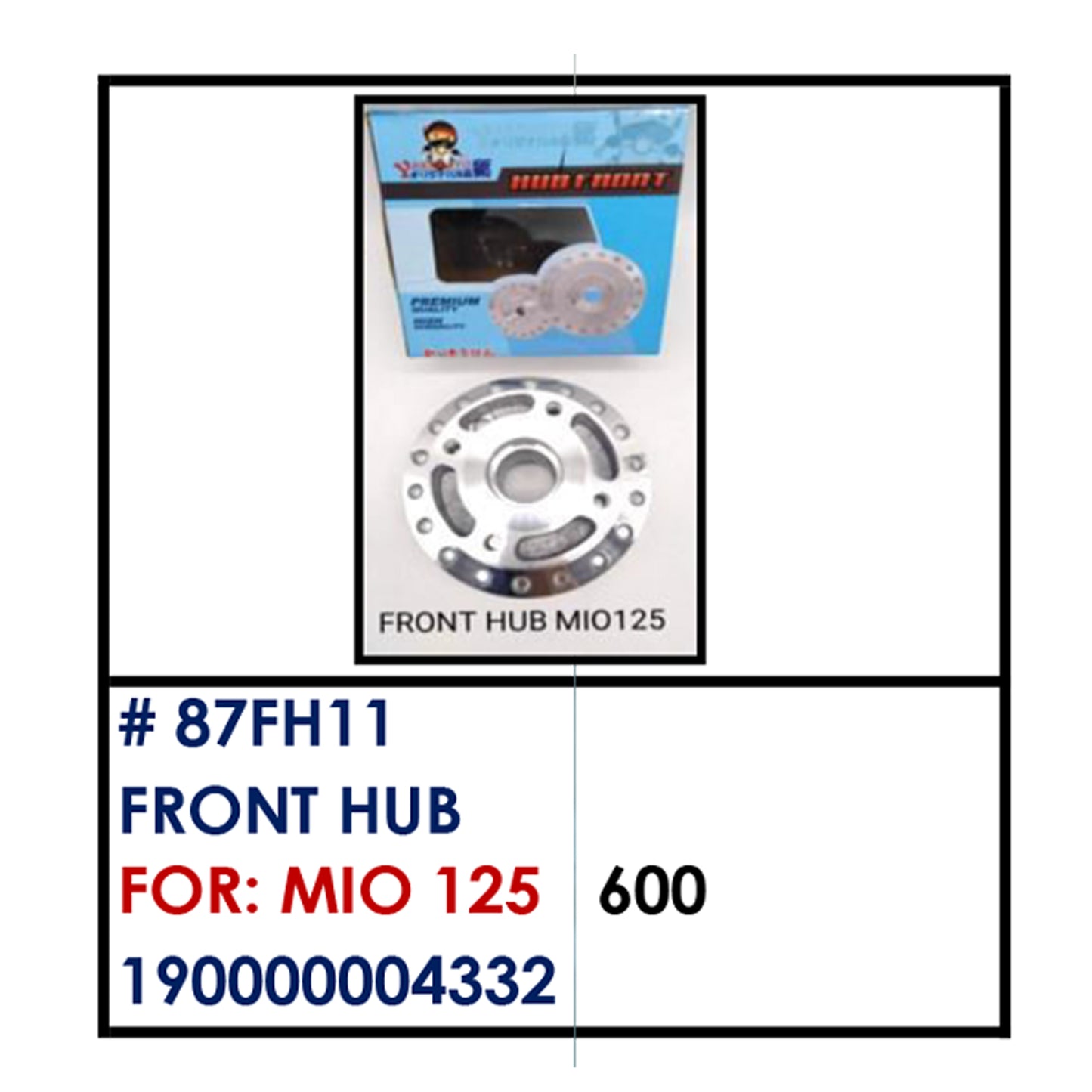 FRONT HUB (87FH11) - MIO 125 | YAKIMOTO - BESTPARTS.PH