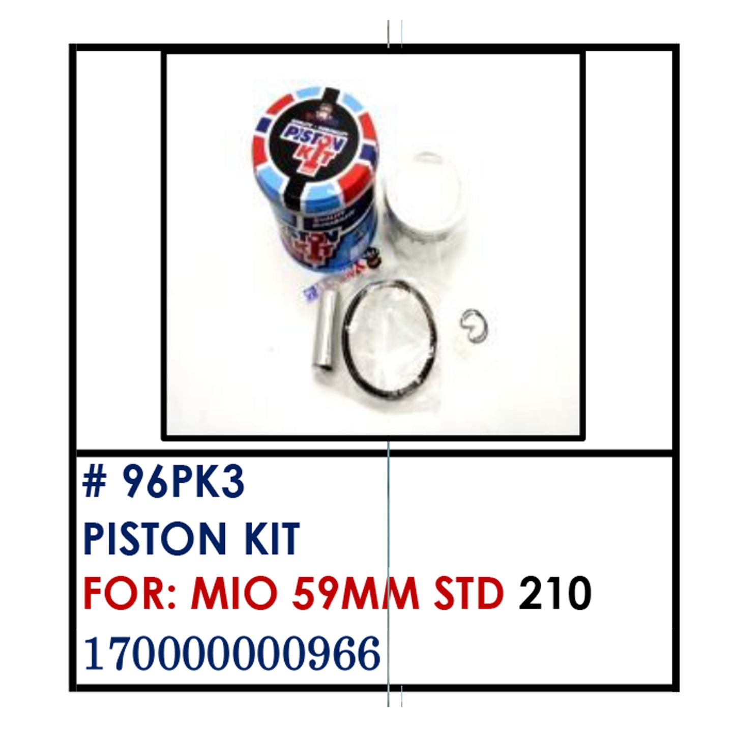 PISTON KIT (96PK3) - MIO 59mm STD | YAKIMOTO - BESTPARTS.PH
