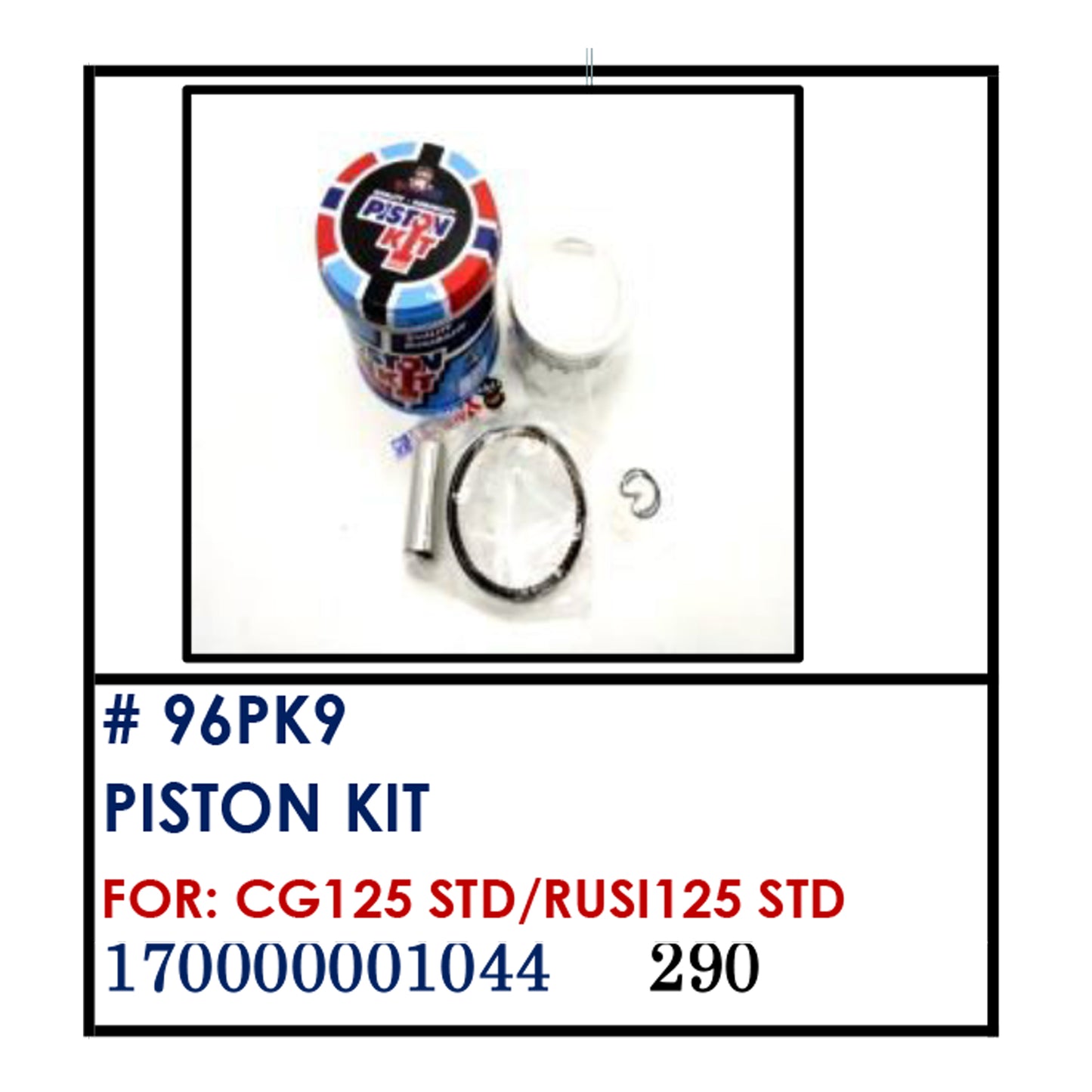 PISTON KIT (96PK9) - CG125 STD/RUSI125 STD | YAKIMOTO - BESTPARTS.PH
