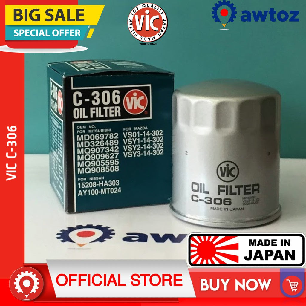 C306 Filter VIC C-306 Oil Filter for Mitsubishi L200,L300, Montero, Lancer, Strada ...