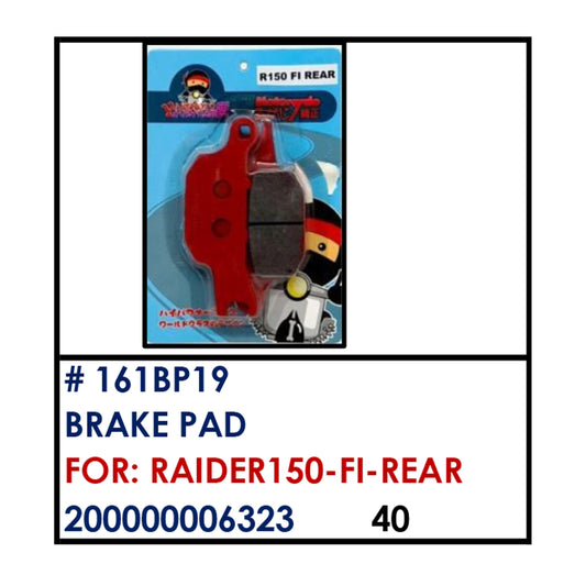 BRAKE PAD (161BP19) - RAIDER 150-FI-REAR | YAKIMOTO - BESTPARTS.PH