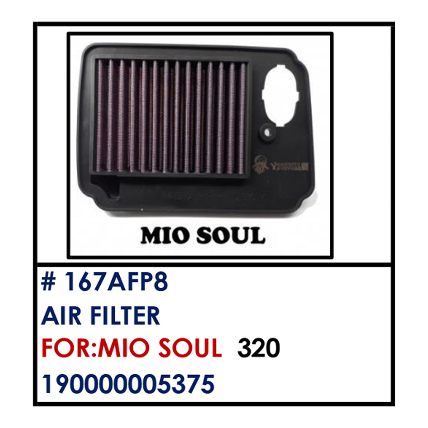 AIR FILTER PREMIUM (167AFP8) - MIO SOUL | YAKIMOTO - BESTPARTS.PH