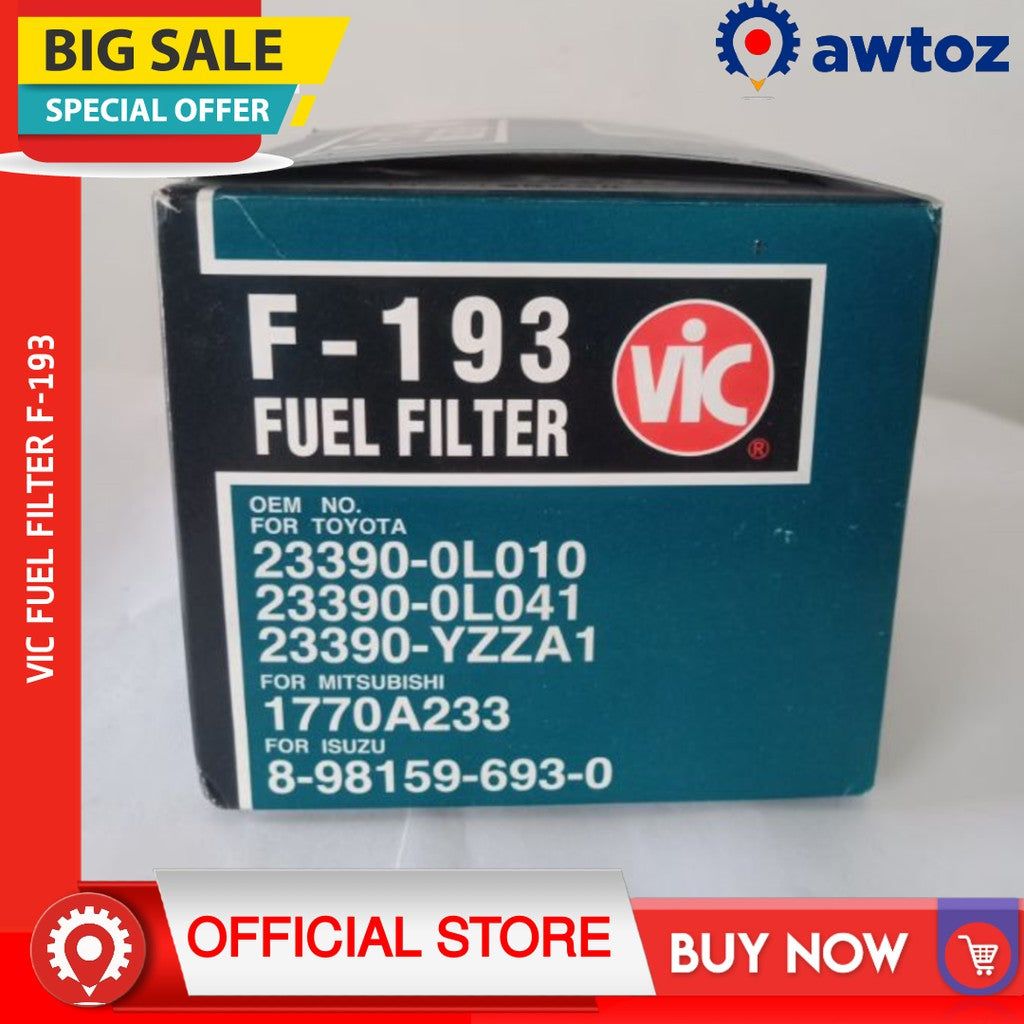 VIC Fuel Filter F-193 for Isuzu MUX/DMAX 4JK1/4JJ1 - BESTPARTS.PH