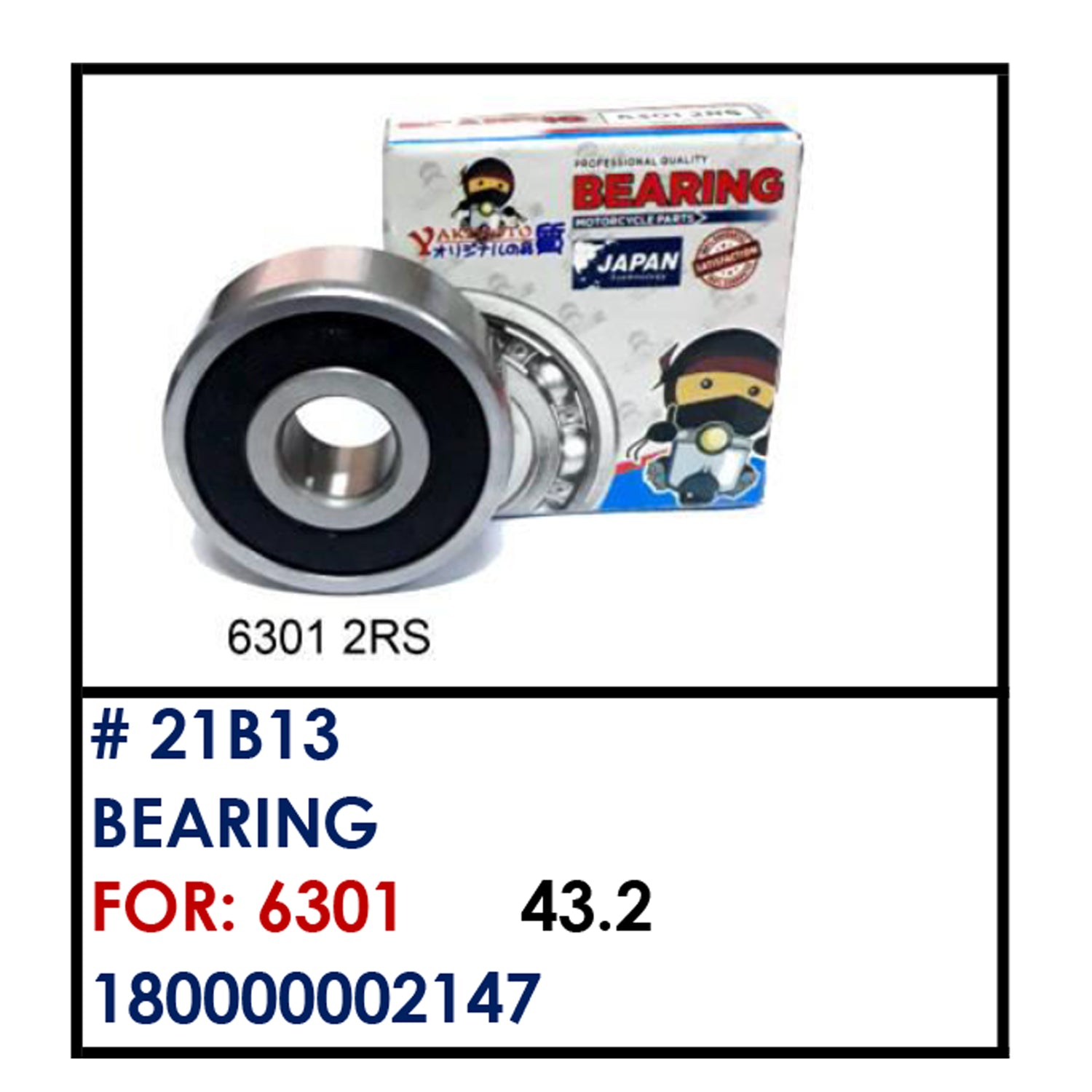 BEARING (21B13) - 6301 | YAKIMOTO - BESTPARTS.PH