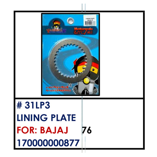 LINING PLATE (31LP3) - BAJAJ | YAKIMOTO - BESTPARTS.PH