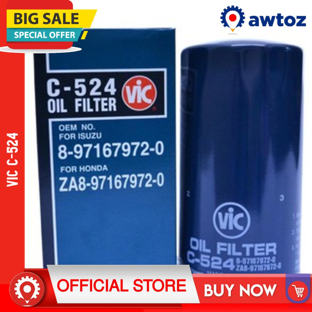 VIC C524 Oil Filter Japan for Isuzu Dmax 2008-2012, Alterra 2008-2012 C-524 - BESTPARTS.PH