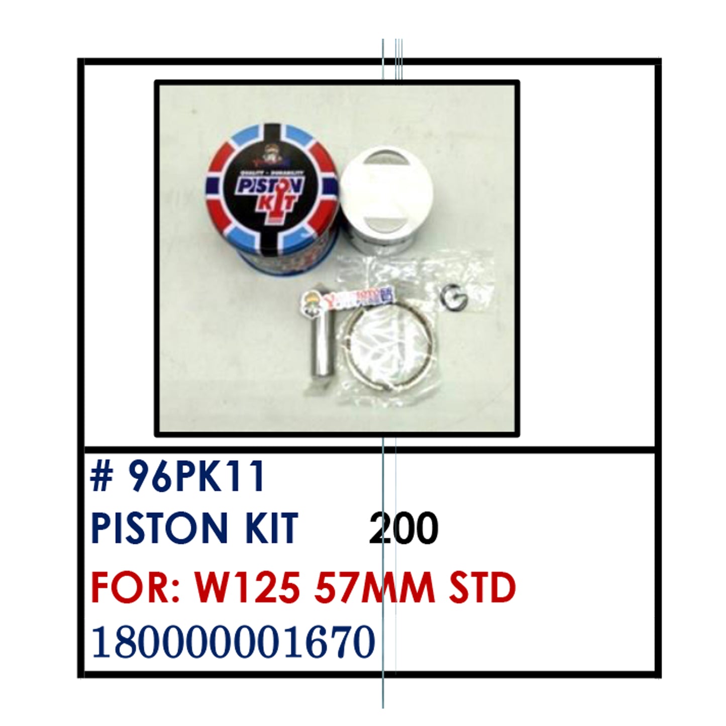 PISTON KIT (96PK11) - W125 57mm STD | YAKIMOTO - BESTPARTS.PH