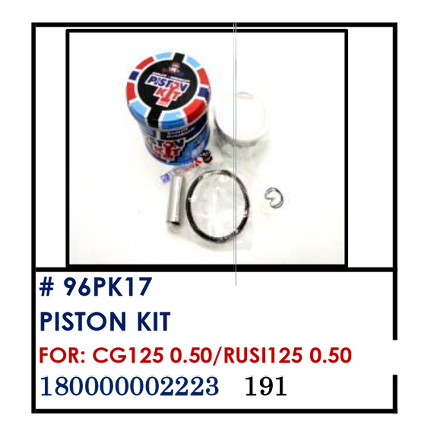 PISTON KIT (96PK17) - CG125 0.50/RUSI125 0.50 | YAKIMOTO - BESTPARTS.PH