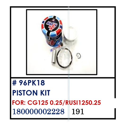 PISTON KIT (96PK18) - CG125 0.25/RUSI125 0.25 | YAKIMOTO - BESTPARTS.PH