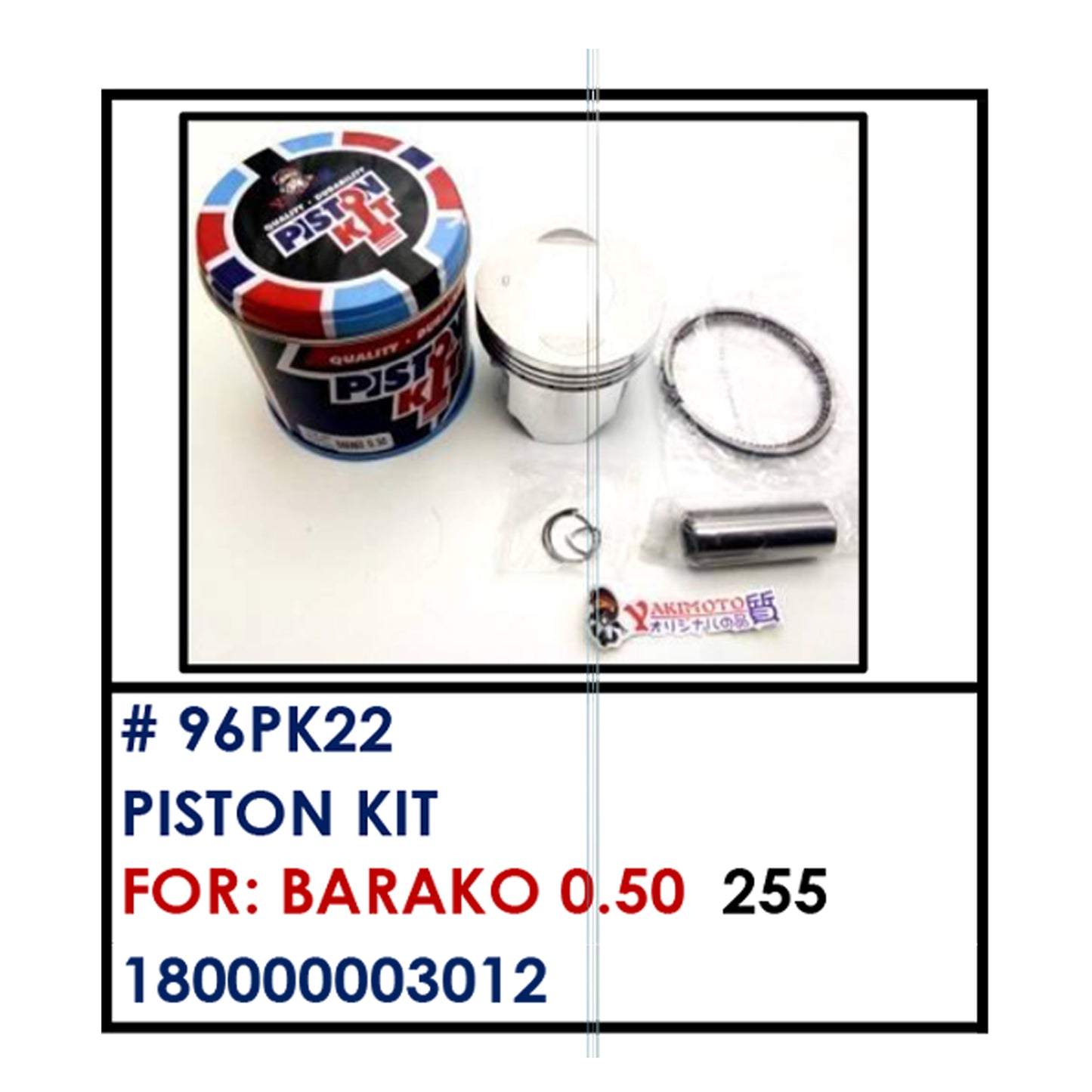 PISTON KIT (96PK22) - BARAKO 0.50 | YAKIMOTO - BESTPARTS.PH