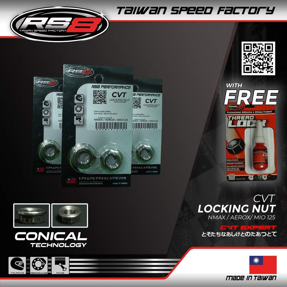 RS8 CVT Locking Pulley Bell Nut (Aerox / Nmax / M3) free Thread Lock - BESTPARTS.PH
